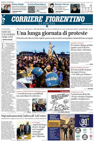 Prima pagina Corriere Fiorentino di oggi - Quotidiano regionale