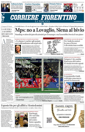 Prima pagina Corriere Fiorentino di oggi - Quotidiano regionale