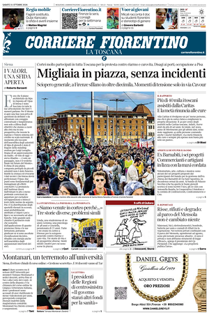Prima pagina Corriere Fiorentino di oggi - Quotidiano regionale