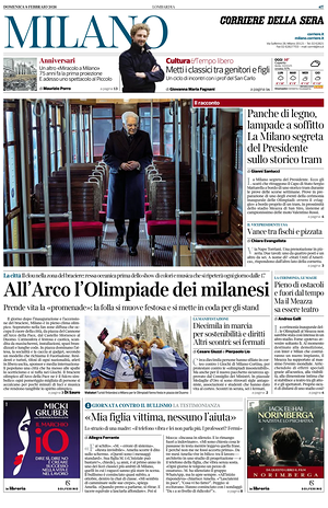 Prima pagina Corriere della Sera (Milano) di oggi - Quotidiano regionale