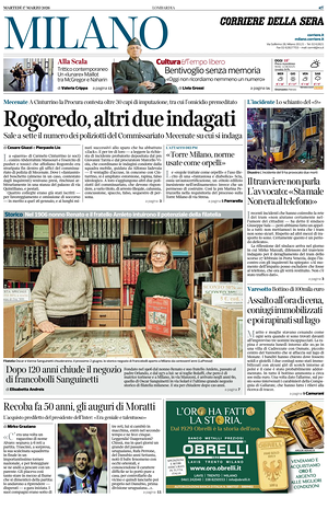 Prima pagina Corriere della Sera (Milano) di oggi - Quotidiano regionale