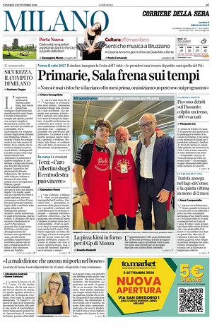 Prima pagina Corriere della Sera (Milano) di oggi - Quotidiano regionale