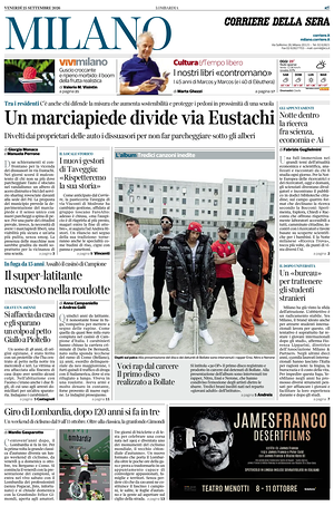 Prima pagina Corriere della Sera (Milano) di oggi - Quotidiano regionale