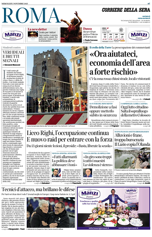 Prima pagina Corriere della Sera (Roma) di oggi - Quotidiano regionale