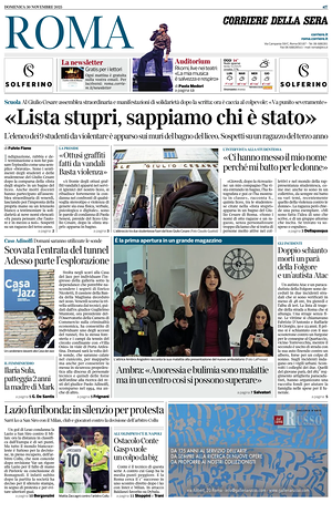 Prima pagina Corriere della Sera (Roma) di oggi - Quotidiano regionale