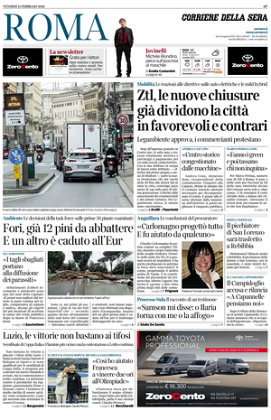 Prima pagina Corriere della Sera (Roma) di oggi - Quotidiano regionale