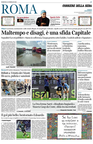 Prima pagina Corriere della Sera (Roma) di oggi - Quotidiano regionale