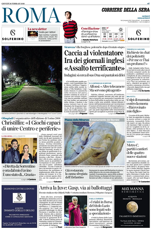 Prima pagina Corriere della Sera (Roma) di oggi - Quotidiano regionale