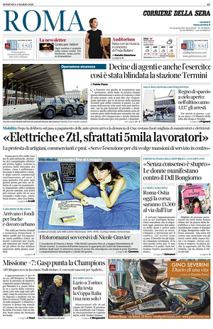 Prima pagina Corriere della Sera (Roma) di oggi - Quotidiano regionale