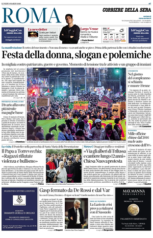 Prima pagina Corriere della Sera (Roma) di oggi - Quotidiano regionale