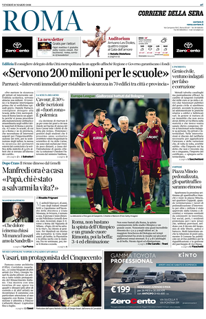 Prima pagina Corriere della Sera (Roma) di oggi - Quotidiano regionale