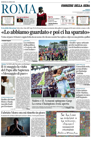 Prima pagina Corriere della Sera (Roma) di oggi - Quotidiano regionale