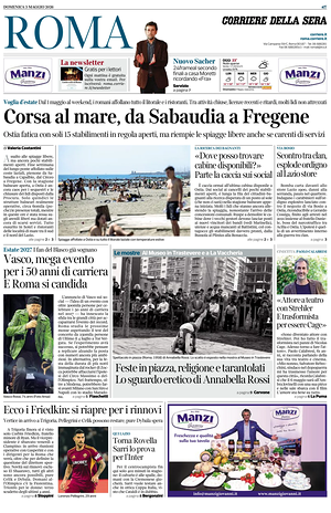 Prima pagina Corriere della Sera (Roma) di oggi - Quotidiano regionale