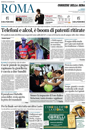 Prima pagina Corriere della Sera (Roma) di oggi - Quotidiano regionale