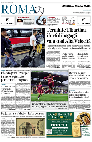 Prima pagina Corriere della Sera (Roma) di oggi - Quotidiano regionale