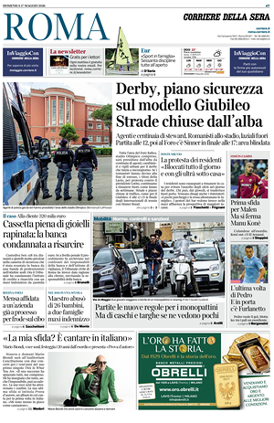 Prima pagina Corriere della Sera (Roma) di oggi - Quotidiano regionale