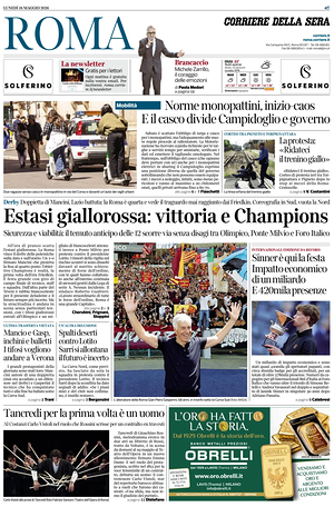 Prima pagina Corriere della Sera (Roma) di oggi - Quotidiano regionale