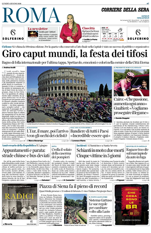Prima pagina Corriere della Sera (Roma) di oggi - Quotidiano regionale