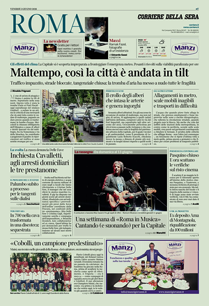 Prima pagina Corriere della Sera (Roma) di oggi - Quotidiano regionale