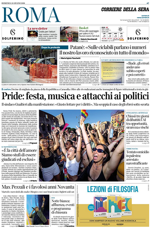 Prima pagina Corriere della Sera (Roma) di oggi - Quotidiano regionale