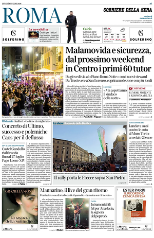 Prima pagina Corriere della Sera (Roma) di oggi - Quotidiano regionale