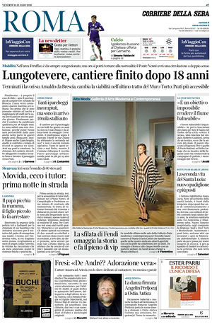 Prima pagina Corriere della Sera (Roma) di oggi - Quotidiano regionale