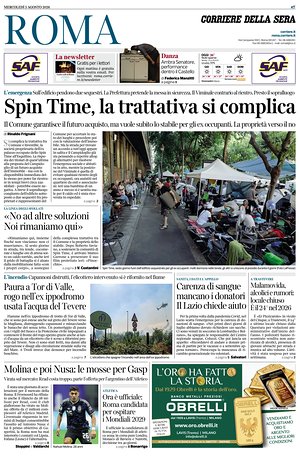 Prima pagina Corriere della Sera (Roma) di oggi - Quotidiano regionale