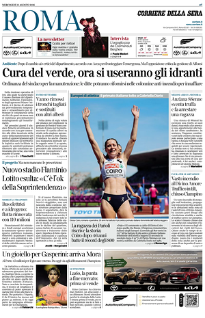 Prima pagina Corriere della Sera (Roma) di oggi - Quotidiano regionale