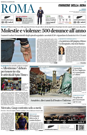 Prima pagina Corriere della Sera (Roma) di oggi - Quotidiano regionale