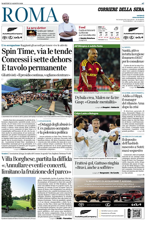 Prima pagina Corriere della Sera (Roma) di oggi - Quotidiano regionale
