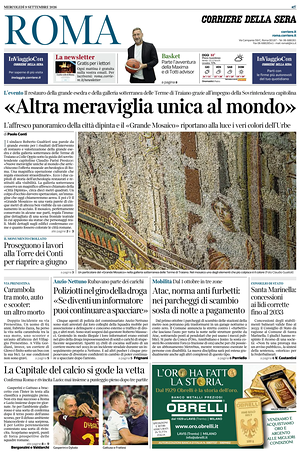 Prima pagina Corriere della Sera (Roma) di oggi - Quotidiano regionale