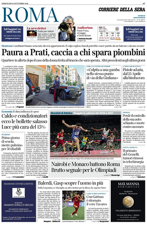 Prima pagina Corriere della Sera (Roma) di oggi - Quotidiano regionale