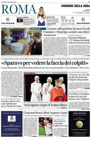 Prima pagina Corriere della Sera (Roma) di oggi - Quotidiano regionale