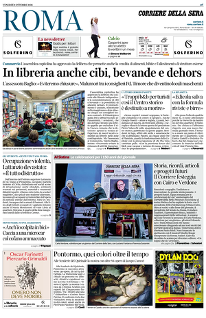 Prima pagina Corriere della Sera (Roma) di oggi - Quotidiano regionale
