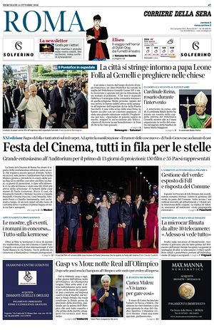 Prima pagina Corriere della Sera (Roma) di oggi - Quotidiano regionale