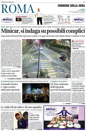 Prima pagina Corriere della Sera (Roma) di oggi - Quotidiano regionale