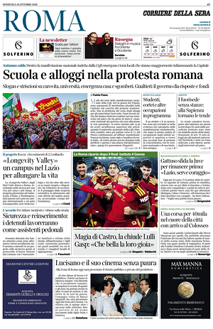 Prima pagina Corriere della Sera (Roma) di oggi - Quotidiano regionale