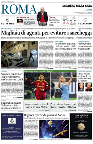 Prima pagina Corriere della Sera (Roma) di oggi - Quotidiano regionale