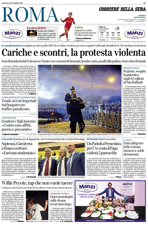 Prima pagina Corriere della Sera (Roma) di oggi - Quotidiano regionale