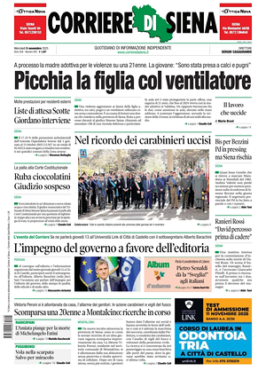 Prima pagina Corriere di Siena di oggi - Quotidiano regionale