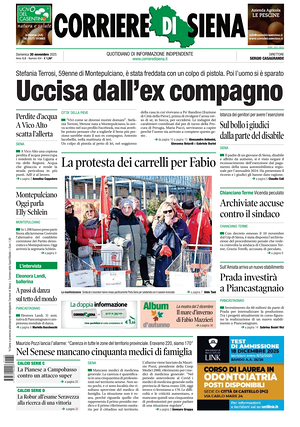 Prima pagina Corriere di Siena di oggi - Quotidiano regionale