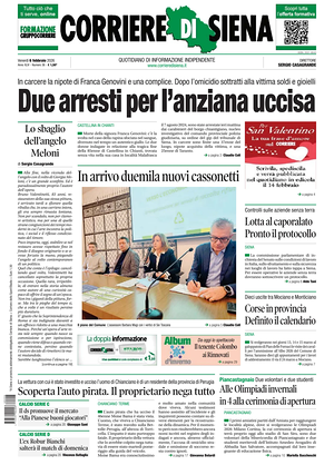 Prima pagina Corriere di Siena di oggi - Quotidiano regionale