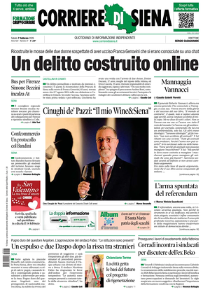 Prima pagina Corriere di Siena di oggi - Quotidiano regionale