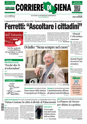 Prima pagina Corriere di Siena di oggi - Quotidiano regionale