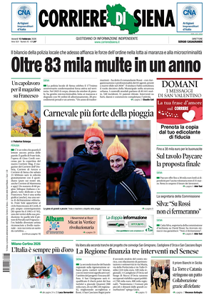 Prima pagina Corriere di Siena di oggi - Quotidiano regionale