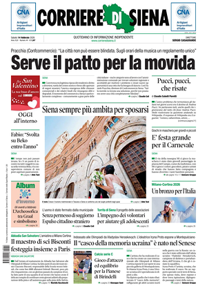 Prima pagina Corriere di Siena di oggi - Quotidiano regionale