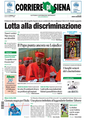 Prima pagina Corriere di Siena di oggi - Quotidiano regionale