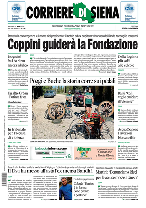 Prima pagina Corriere di Siena di oggi - Quotidiano regionale