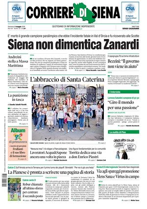 Prima pagina Corriere di Siena di oggi - Quotidiano regionale