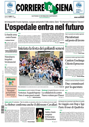 Prima pagina Corriere di Siena di oggi - Quotidiano regionale